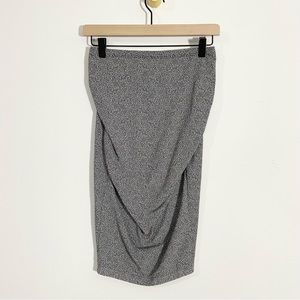Wolford Gray Black Ruched Front Stretch Midi Pencil Skirt